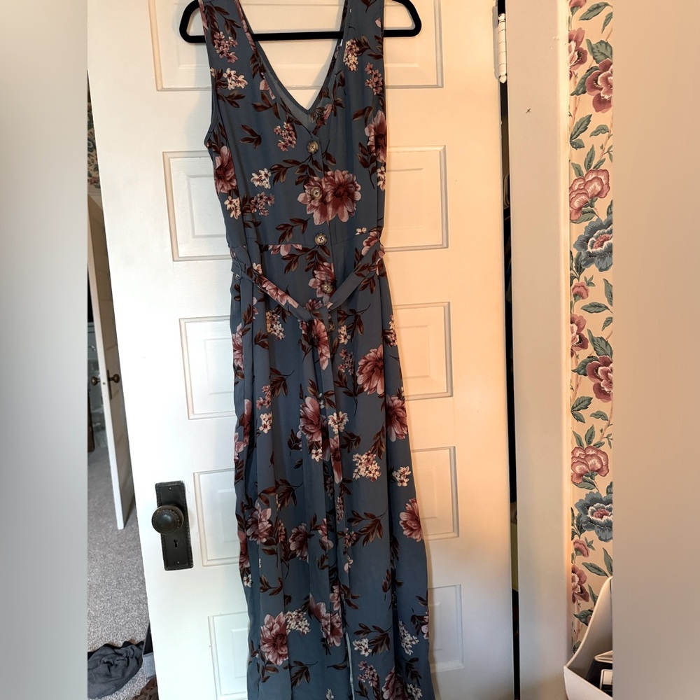 Floral Gauzy Button Front Romper